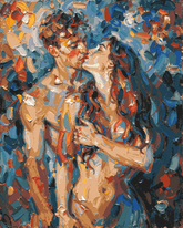 Grind nach Zahlen Akt Liebespaar bunt