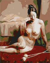 Grind nach Zahlen Akt Asiatin on Sofa MNZ-AKT-006