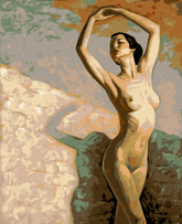 Grind nach Zahlen Akt Asiatin im Wind MNZ-AKT-007