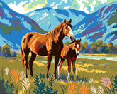 Grind nach Zahlen Pferde auf der Wiese