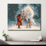 Grind nach Zahlen Mädchen mit Pferd