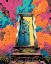 Malen nach Zahlen Orange Tür