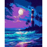 Painting by Numbers Pictures Lighthouse in the Moonlight