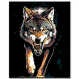 Malen nach Zahlen Tiere brullender wolf