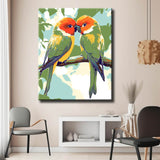 Malen nach Zahlen tier Zwei grüne Vögelchen