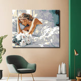 Malen nach Zahlen Bilder Frau im bett