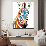 Malen nach Zahlen Tiere Zebra in Regenbogenfarben