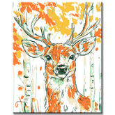 Malen nach Zahlen Hirsch im bunten Blätterwald