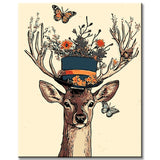 Malen nach Zahlen Hirsch mit Schmetterlingen
