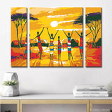 Malen nach Zahlen Afrika Dorf in Steppe - 3 parts (Triptychon)