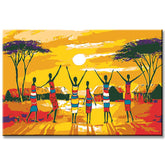 Malen nach Zahlen Afrika Dorf in Steppe