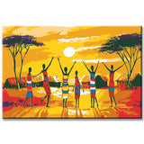 Malen nach Zahlen Afrika Dorf in Steppe