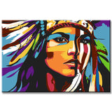 Malen nach Zahlen MalKunst Frau Indianerin Amerika