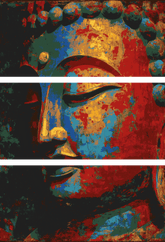 Malen nach Zahlen Buddha Südostasien Farbig - 3-teilig (Triptychon)