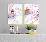 Malen nach Zahlen Blühender Garten mit Pavillon in China 2-teilig