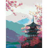 Painting by Numbers China Cherry Blossom Pagoda Landscape