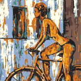 Painting by Numbers Modern Art Woman on Bicycle