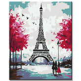 Malen-nach-Zahlen Eiffelturm schwarz weiss