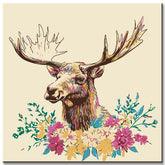 Malen nach Zahlen für Erwachsene Tiere Elch rosa Blumen