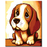 Malen nach Zahlen Hund Tiere Comic Basset