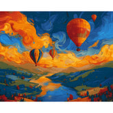 Malen nach Zahlen Ballonflug über Berge Seen und Wiesen
