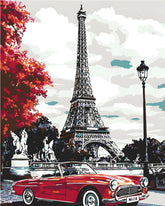 Malen nach Zahlen Paris Eiffeltum Cabrio