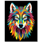 Malen nach Zahlen Wolf Regenbogen bunt