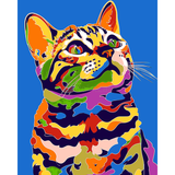 Painting by Numbers Cat in Rainbow Colors Animal Art