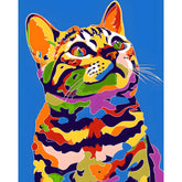 Painting by Numbers Cat in Rainbow Colors Animal Art