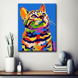 Painting by Numbers Cat in Rainbow Colors Animal Art