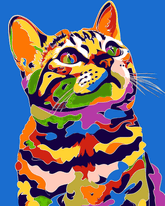 Painting by Numbers Cat in Rainbow Colors Animal Art