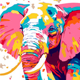 Painting by Numbers Elephant in Rainbow Colors Animal Art