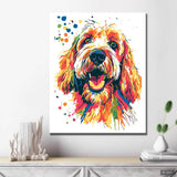 Malen nach Zahlen Hund Bobtail in Regenbogenfarben