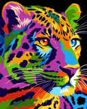Malen nach Zahlen junior Leopard in Regenbogenfarben Tierkunst