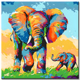 Grind after Zahlen Kleiner Elefant mit Mutter Moderne Tierkunst