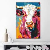 Malen nach Zahlen Bunte Weidekuh im grünen Blumenkleid