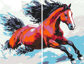 Malen nach Zahlen Rotes Pferd Moderne Tierkunst - 2 parts (Duo)