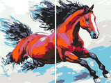 Malen nach Zahlen Rotes Pferd Moderne TierKunst - 2-teilig (Duo)