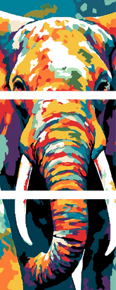 Malen nach Zahlen Elefant Stoßzahn Moderne Tierkunst - 3 parts (Triptychon)