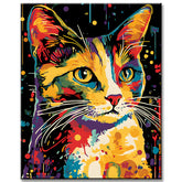 Painting by Numbers Cat Head in Rainbow Colors