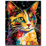 Painting by Numbers Cat Head in Rainbow Colors