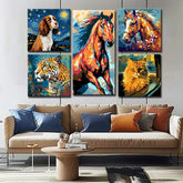 TierKunst als Bilderwand Lebendige LeinwandBilder von Tieren, 5-teilig