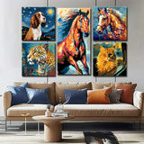 TierKunst als Bilderwand Lebendige LeinwandBilder von Tieren, 5-teilig