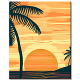 Malen nach Zahlen Palme am Strand bei Sonnenuntergang