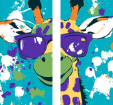 Malen nach Zahlen Kunst Comic Bunte Giraffe mit Brille 2-piece