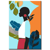 Malen nach Zahlen Kunst Minimalismus Schwarze Frau Pflanze