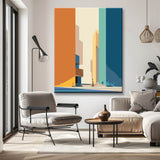 Malen nach Zahlen Kunst Minimalismus Orange Haus mit Leiter