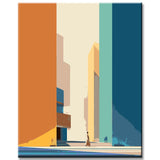 Malen nach Zahlen Kunst Minimalismus Orange Haus mit Leiter