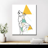 Malen nach Zahlen Kunst Strichzeichung Geometrie Polygon Heulender Wolf