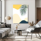 Malen nach Zahlen Kunst Minimalismus Farbige Wolken mit zwei Palmenblätter